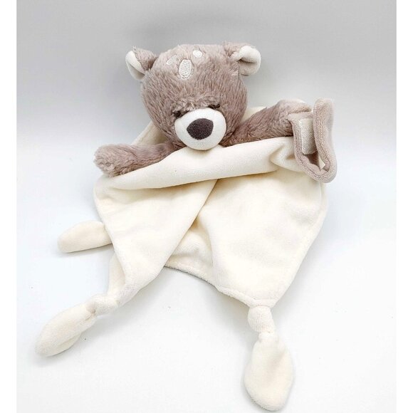 Carter's Gray Rattle Bear White Security  Blanket Pacifier Holder Plush Lovey - Picture 1 of 5